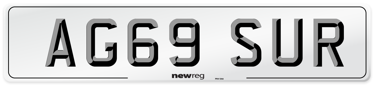 AG69 SUR Number Plate from New Reg